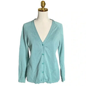 PENDLETON | Vintage Silk/Cotton Blend Green Button Down Knit Cardigan Size M